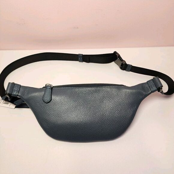 NWT Coach CT872 Warren Mini Belt Bag Pebble Leather Fish Print Denim/Multi - Picture 4 of 5